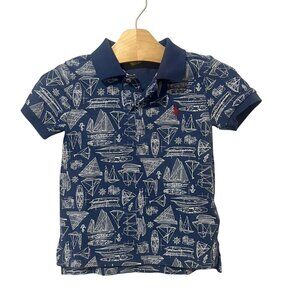 Polo Ralph Lauren Boys Sailboat Print Cotton Polo Shirt Size 2 Nautical